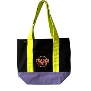 NWT Trader Joe’s Halloween Mini Tote Bag Black Purple Green Limited Edition